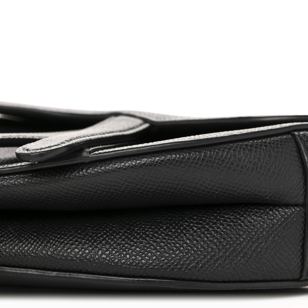 Christian Dior Grained Calfskin Mini Saddle Bag With Strap Black