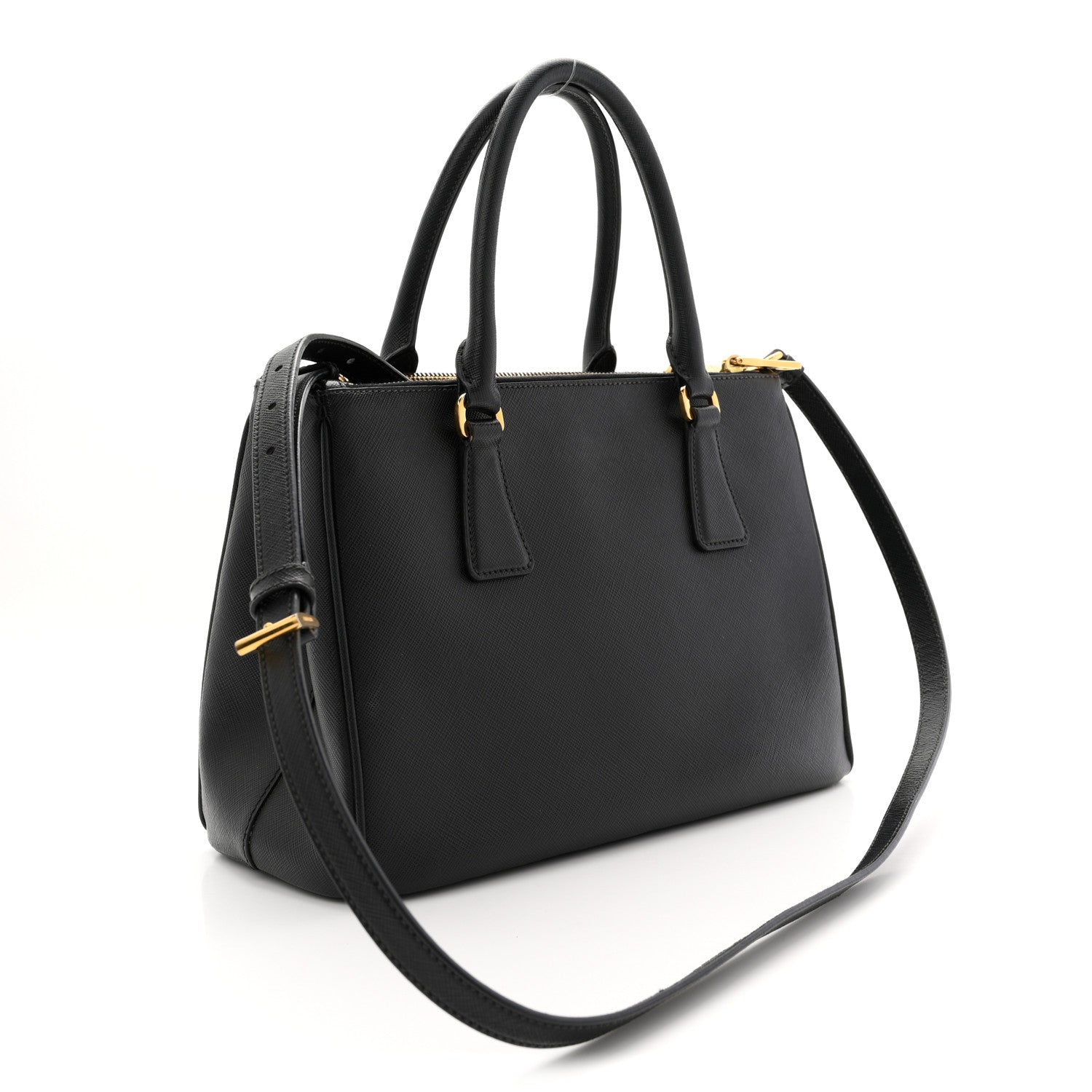 Prada Saffiano Small Galleria Double Zip Tote Black