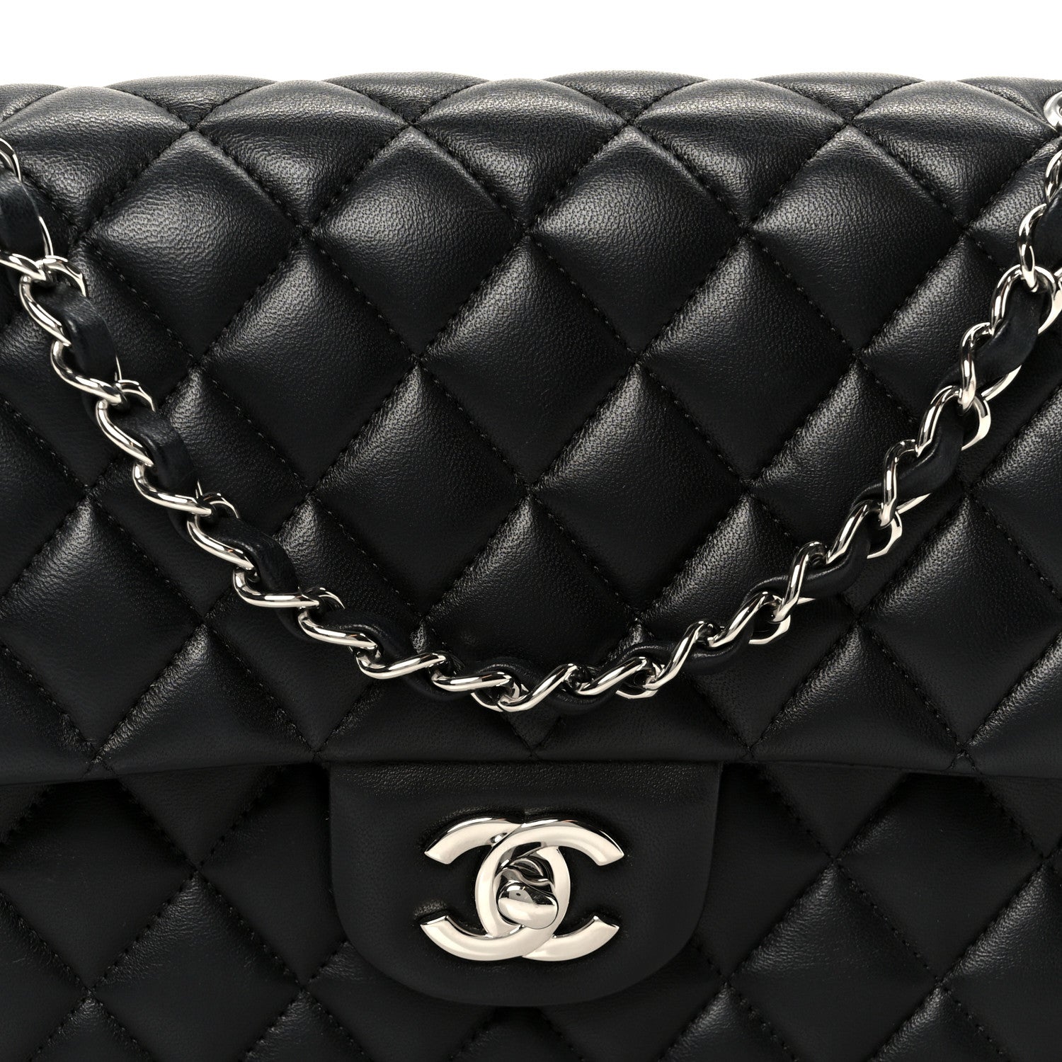 Chanel Lambskin Quilted Medium Double Flap Black