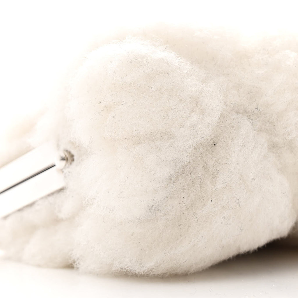 Chanel Shearling Sheepskin Lambskin Quilted Clutch With Chain White