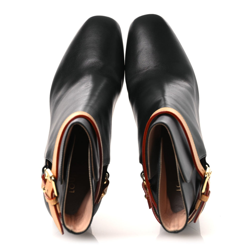 Louis Vuitton Calfskin Belted Parisienne Ankle Boots 40 Black