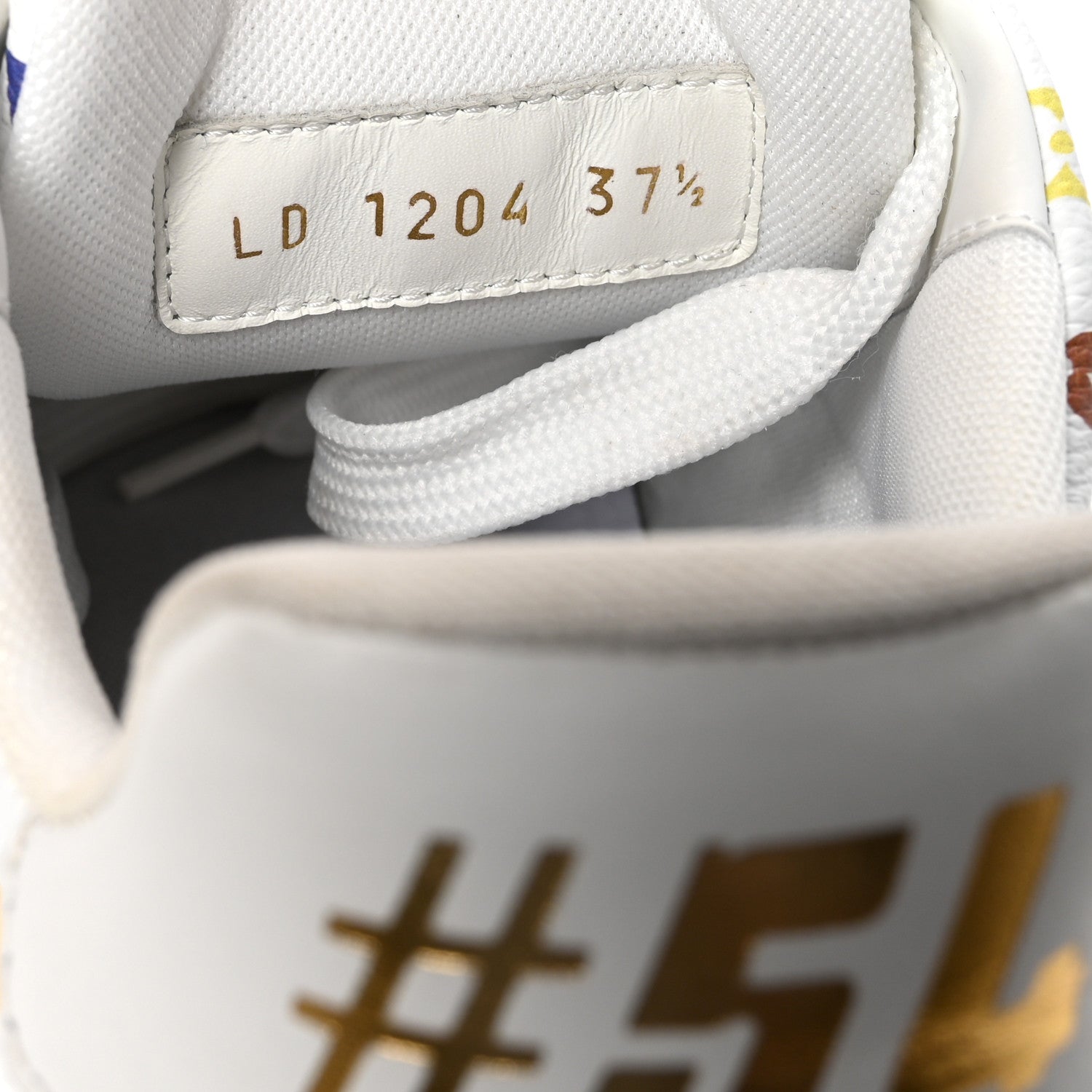 Louis Vuitton LV X TM Calfskin Monogram Multicolor Womens LV Trainer Sneakers 37.5 White