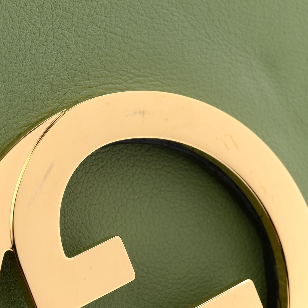 Gucci Roxy Calfskin Web Medium Blondie Top Handle Shoulder Flap Bag Salamander Green