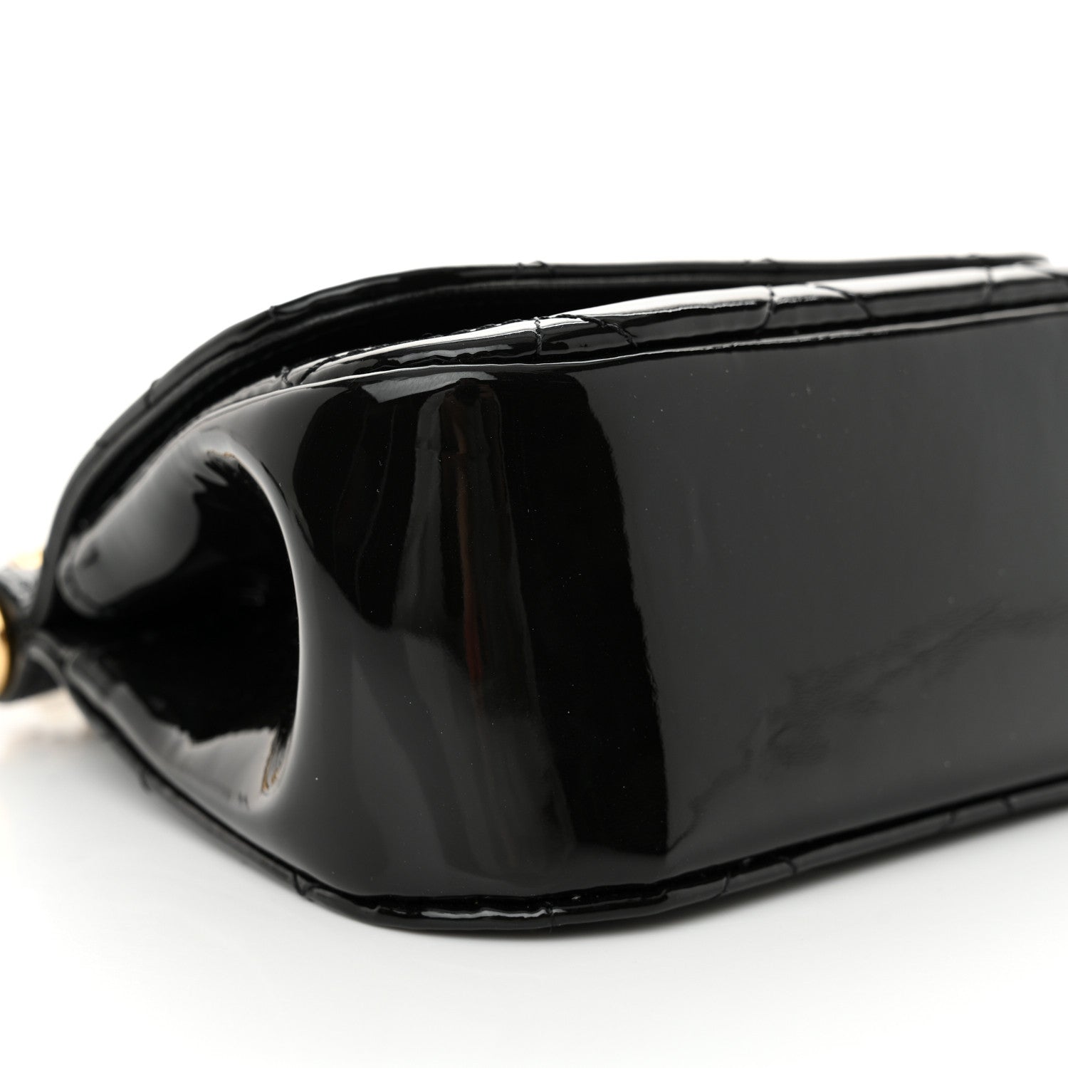 Chanel Patent Quilted Frame Clutch Flap With Chain Black