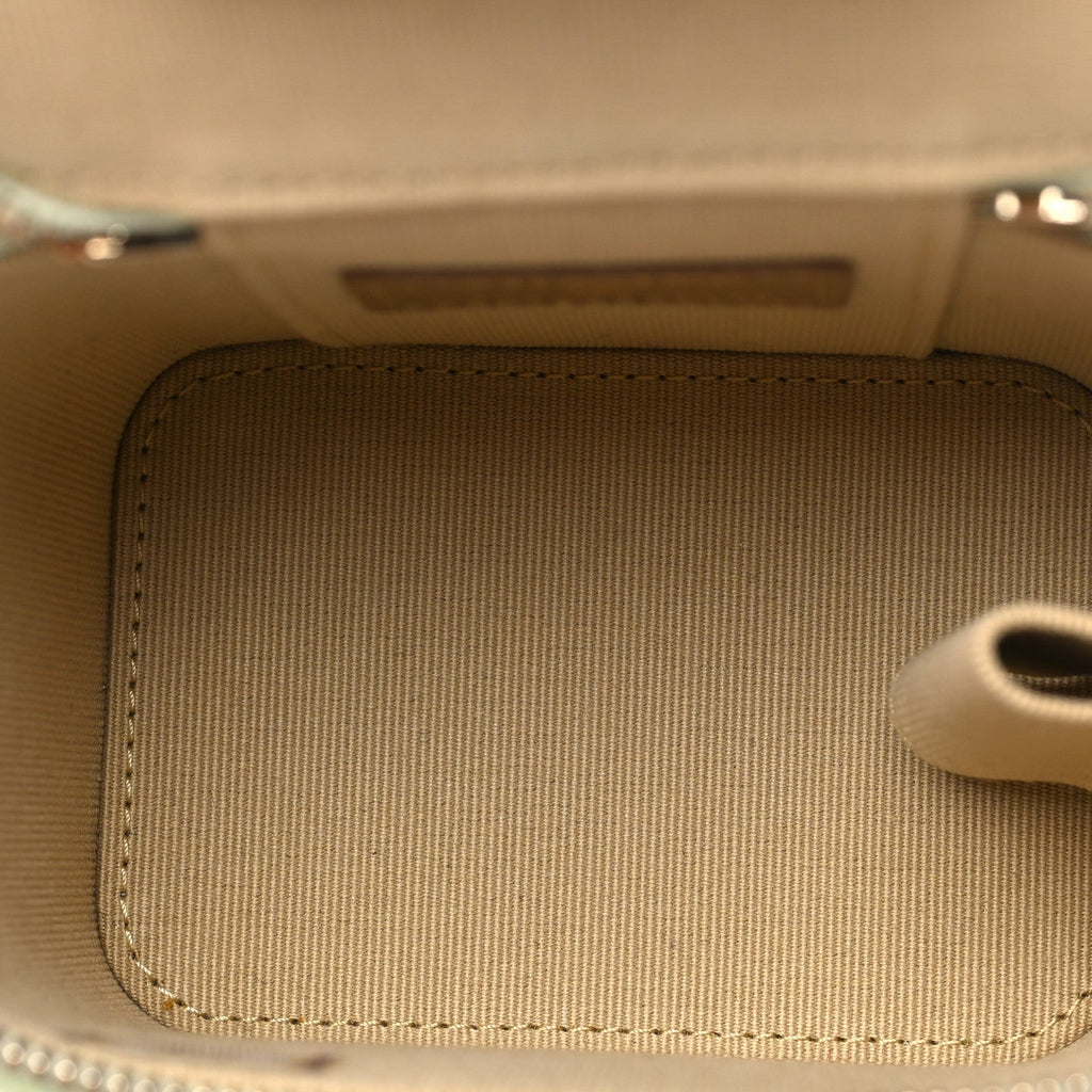 Chanel Lambskin Quilted Pearl Crush Mini Vanity Case With Chain Light Green