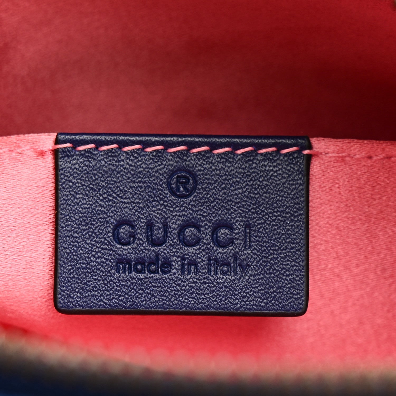 Gucci Velvet Matelasse GG Marmont Belt Bag 85 34 Cobalt Blue