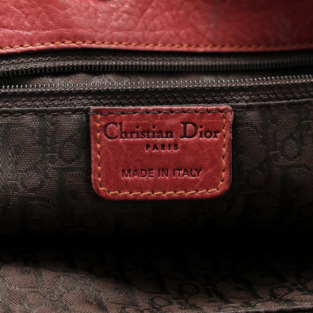 Christian Dior Calfskin Large Gaucho Double Saddle Bag Red