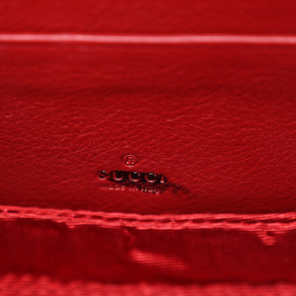 Gucci Moire Fabric Calfskin Rhinestone Monogram Monochrome Lizard Embossed Mini Bamboo 1947 Top Handle Chain Bag Red