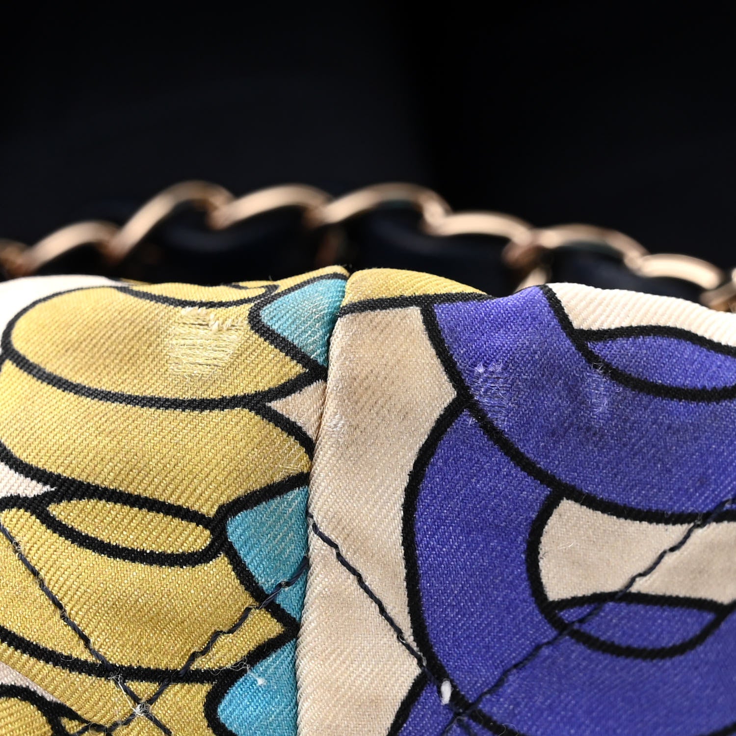 Chanel Printed Fabric Quilted Logo Large Shopping Tote Multicolor
