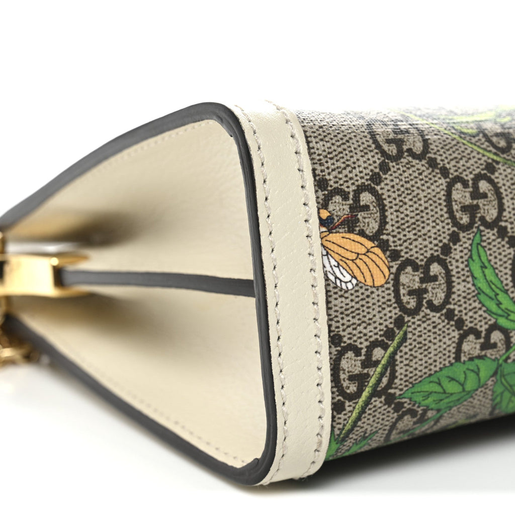 Gucci GG Supreme Monogram Flora Web Small Ophidia Chain Shoulder Bag White