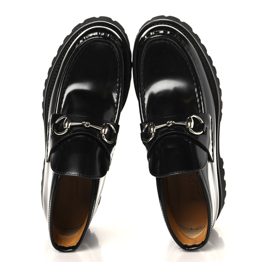 Gucci Cordovan Lux Womens Horsebit Platform Ankle Boots 36 Black