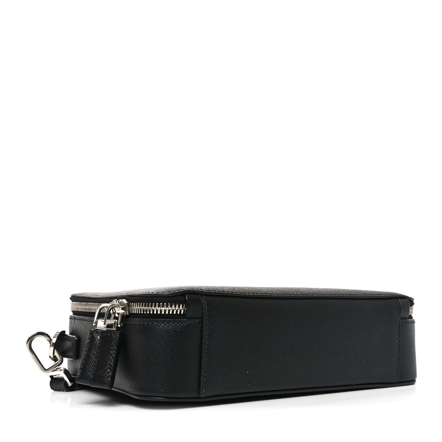 Prada Saffiano Travel Medium Brique Crossbody Bag Black