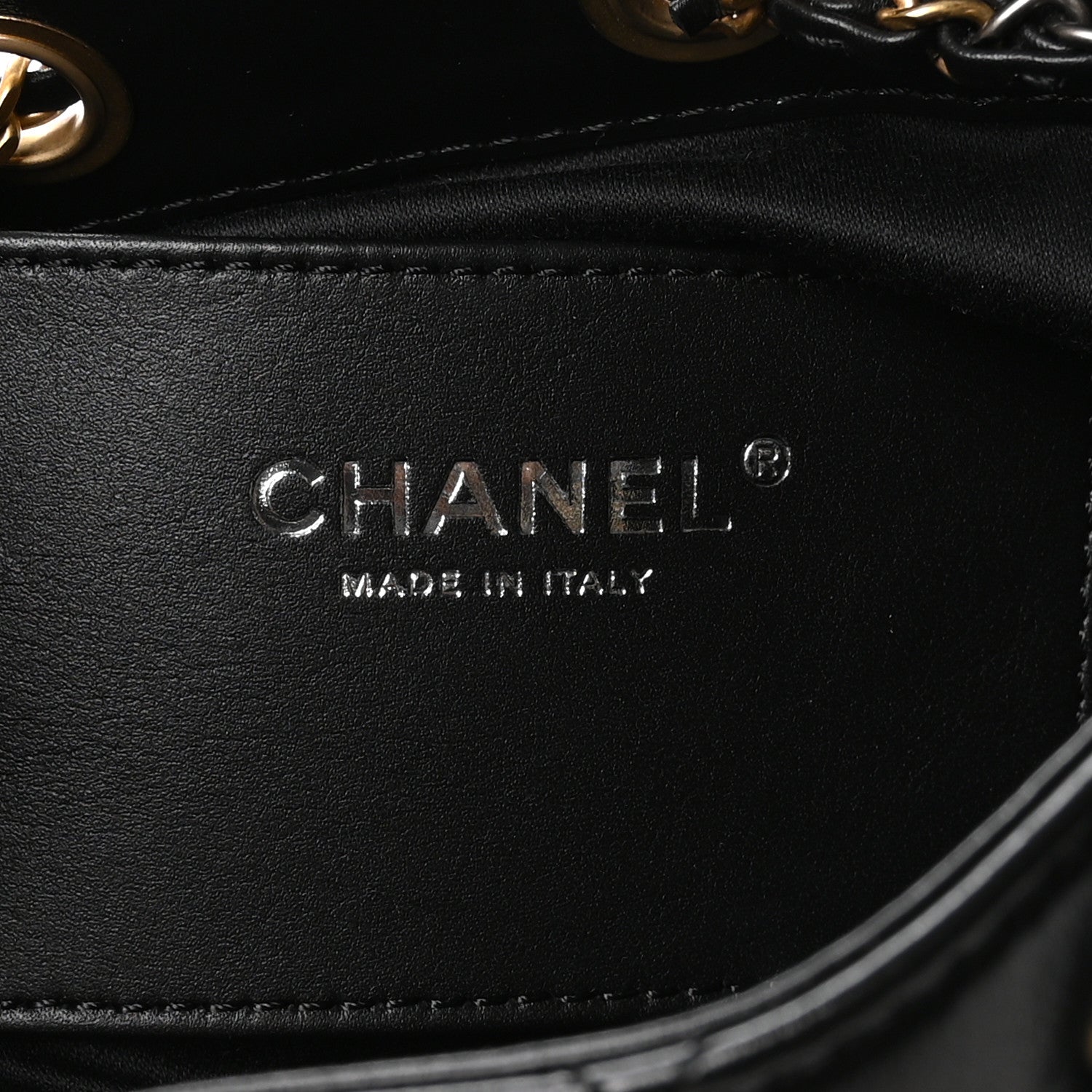 Chanel Shiny Crumpled Calfskin Quilted Mini Chanel 25 Handbag Black