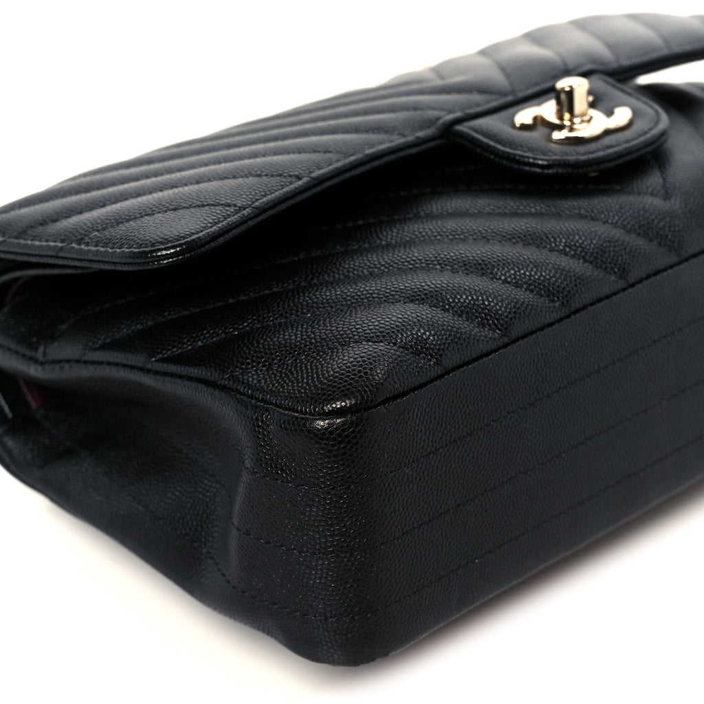 Chanel Caviar Chevron Quilted Medium Double Flap Black