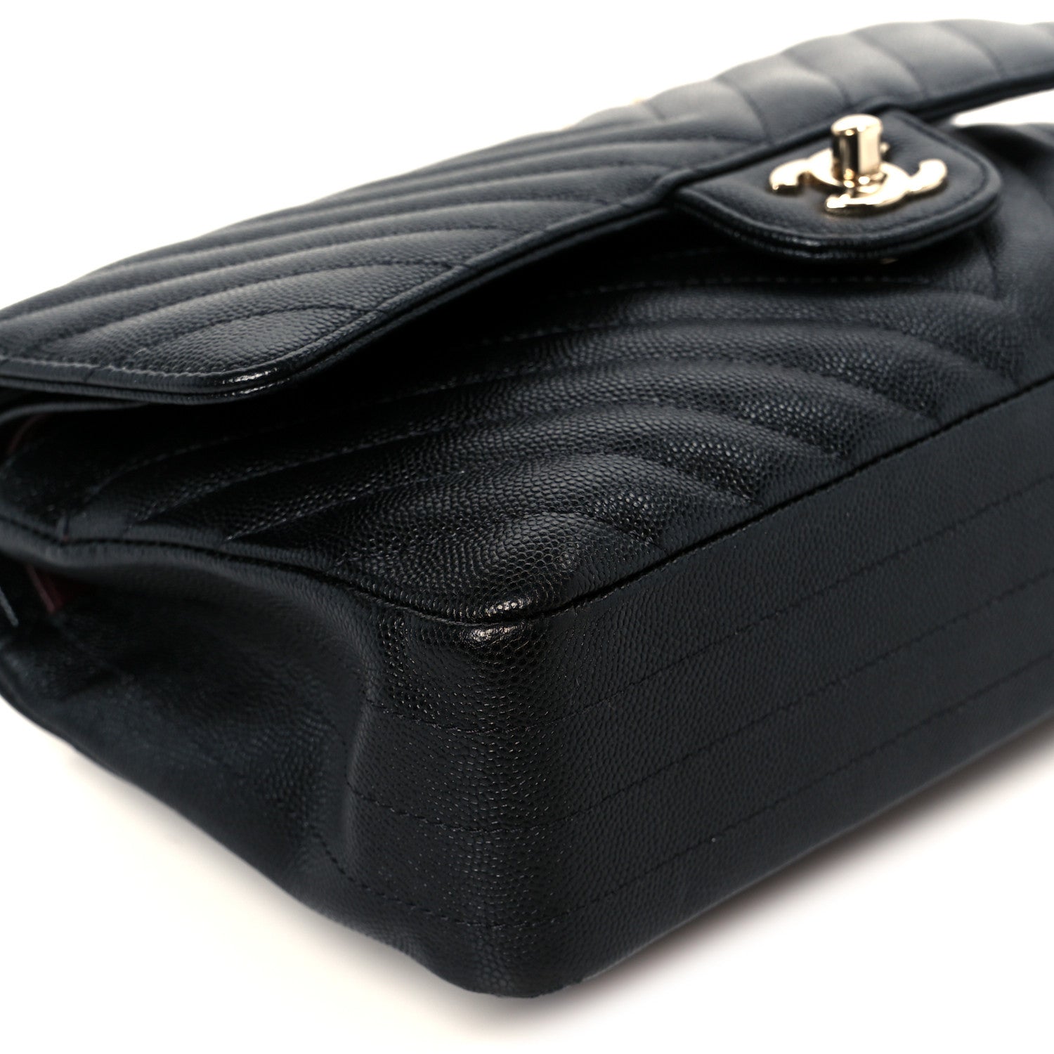 Chanel Caviar Chevron Quilted Medium Double Flap Black