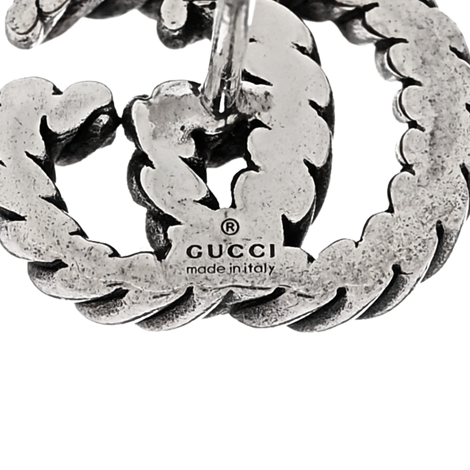 Gucci Sterling Silver Torchon Double G Earrings