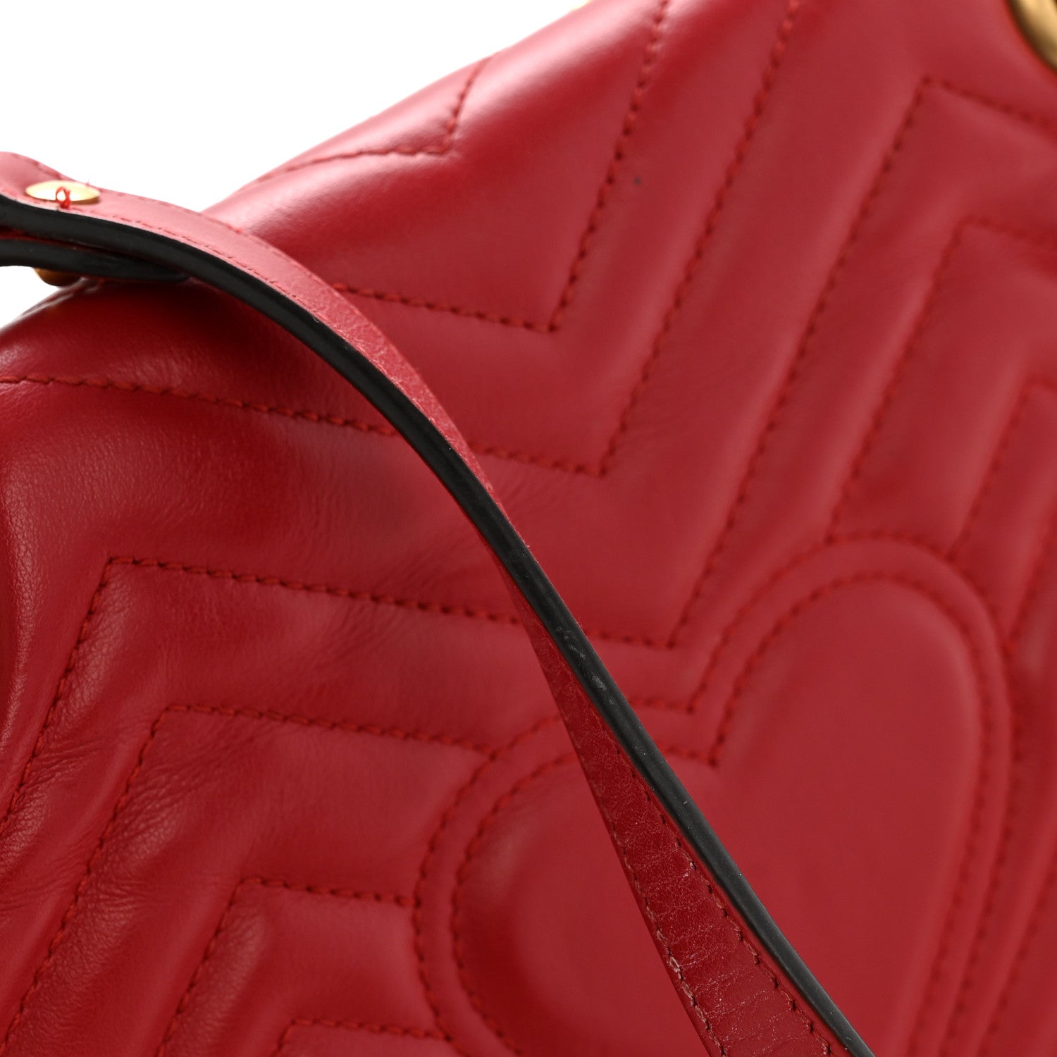Gucci Calfskin Matelasse Small GG Marmont Shoulder Bag Hibiscus Red