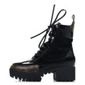 Louis Vuitton Suede Crocodile Embossed Calfskin Monogram Laureate Platform Desert Boots 36 Black
