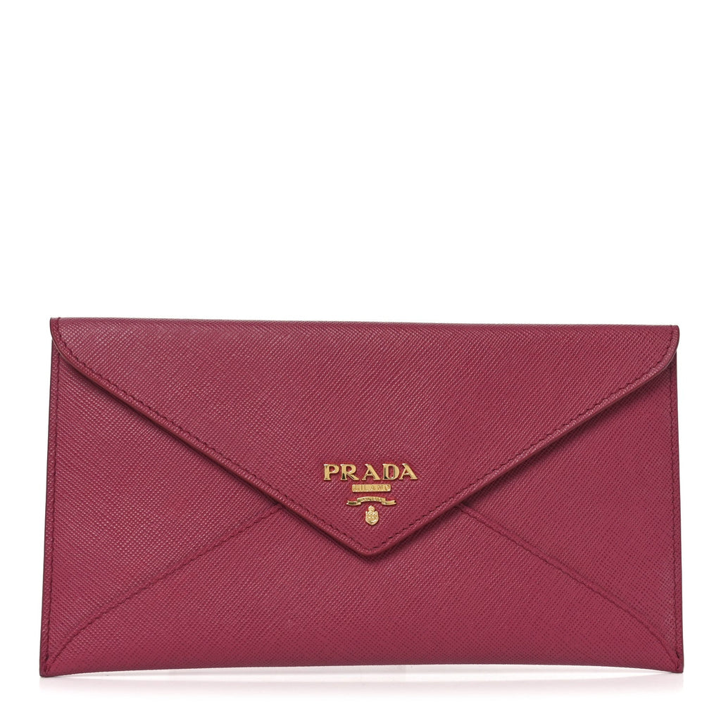 Prada Saffiano Metal Envelope Wallet Ibisco