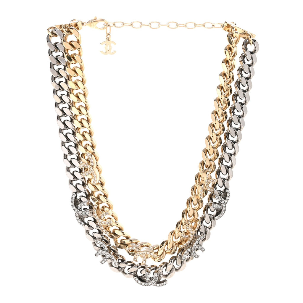 Crystal Chain CC Link Choker Gold Ruthenium