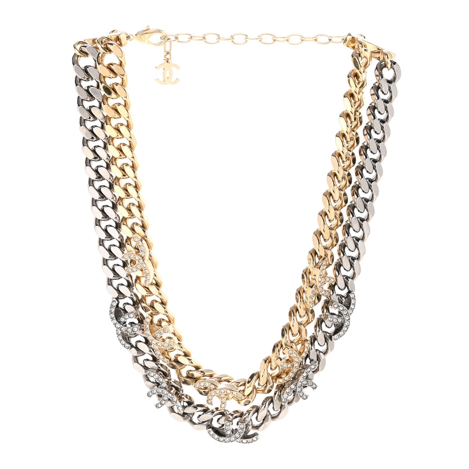 Crystal Chain CC Link Choker Gold Ruthenium