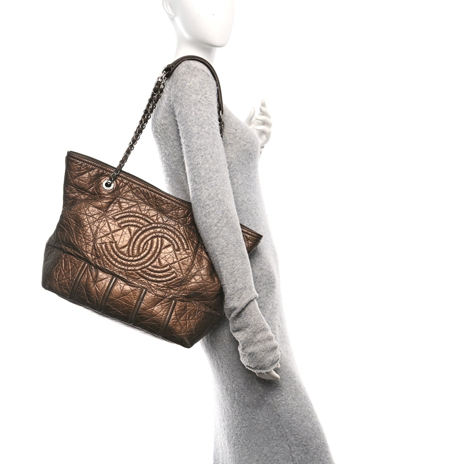Chanel Metallic Aged Calfskin Large Shopping In Moscow Tote Bronze
