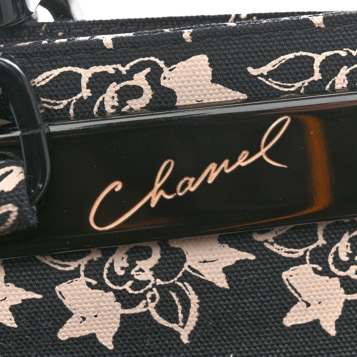 Chanel Canvas Camellia Flower Tote Black