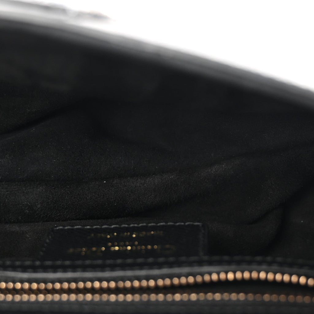 Christian Dior Grained Calfskin Saddle Bag With Strap Black