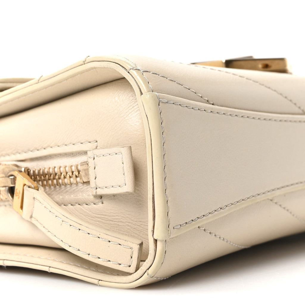 Chanel Calfskin Chevron Quilted Small Medal Flap White