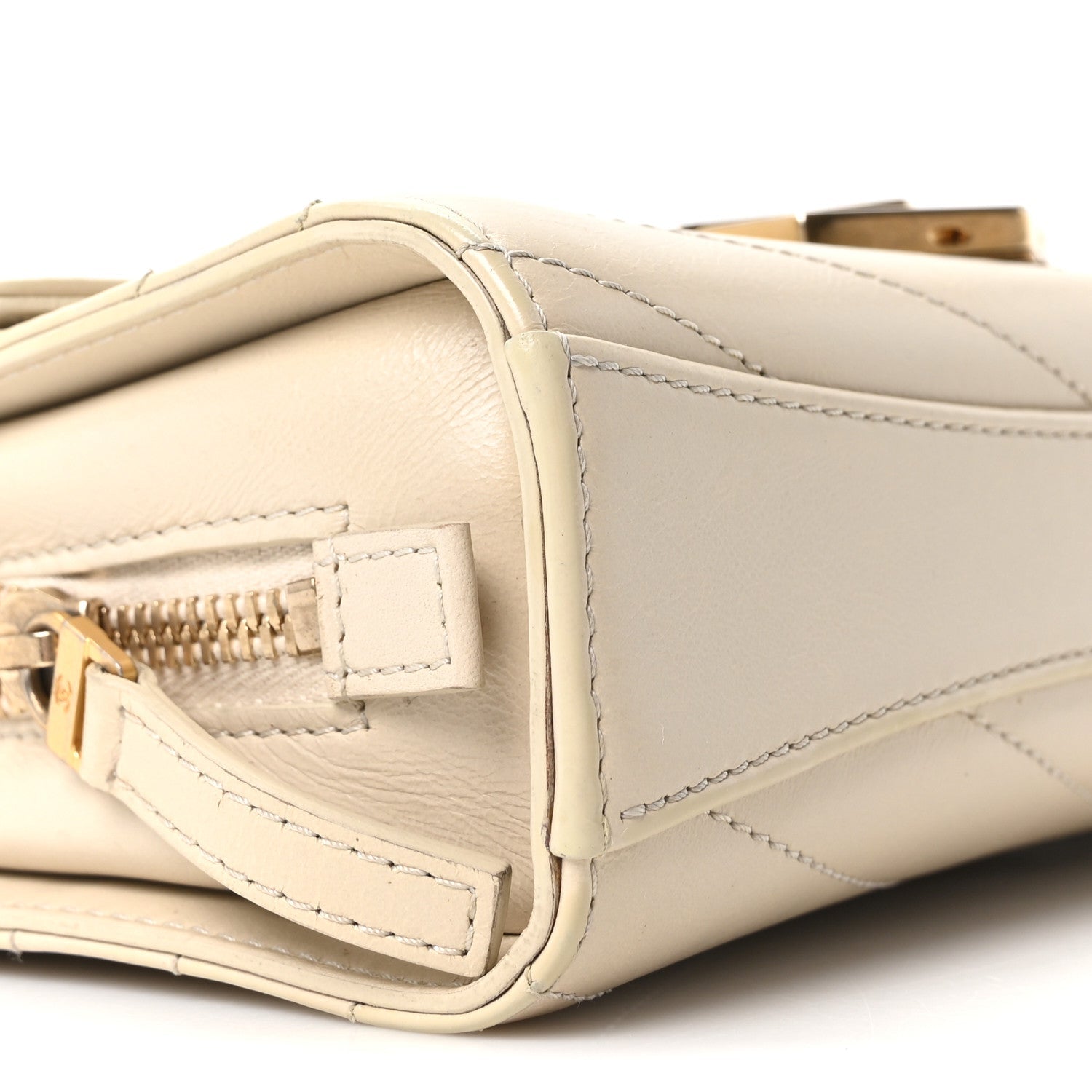 Chanel Calfskin Chevron Quilted Small Medal Flap White