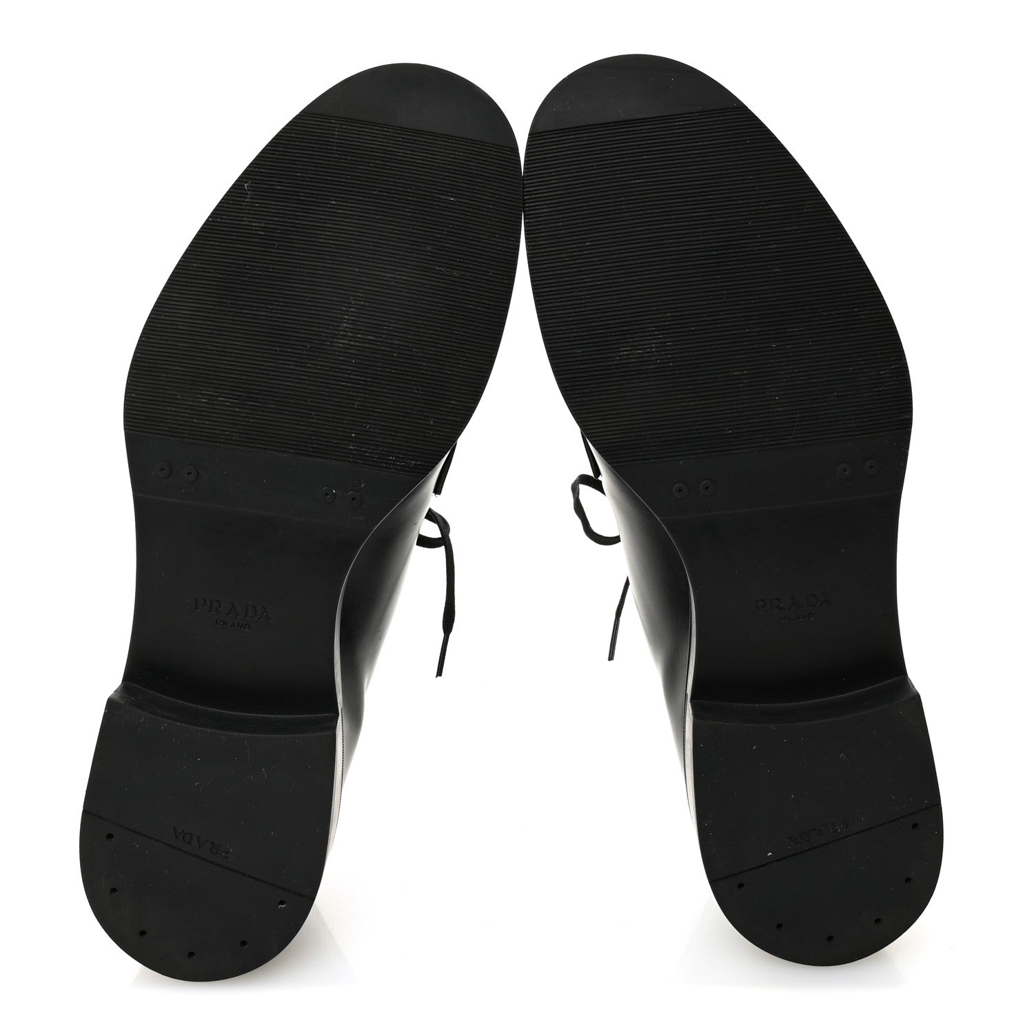 Prada Spazzolato Triangle Mens Derby Loafers 8 Black