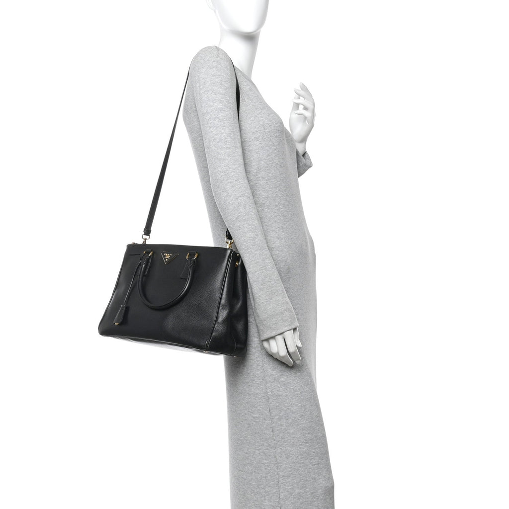 Prada Saffiano Medium Galleria Double Zip Tote Black