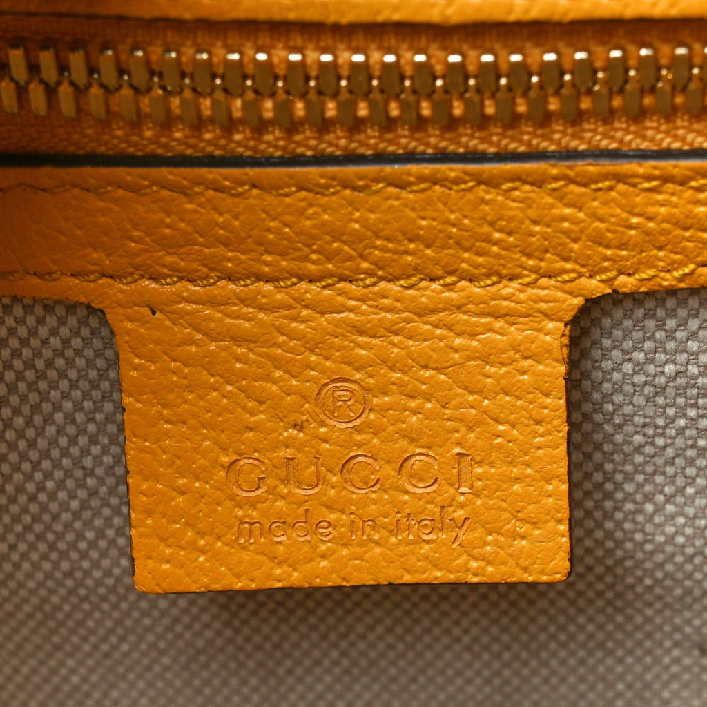 Gucci Fabric Embroidered Capri Striped Tote Bag Yellow