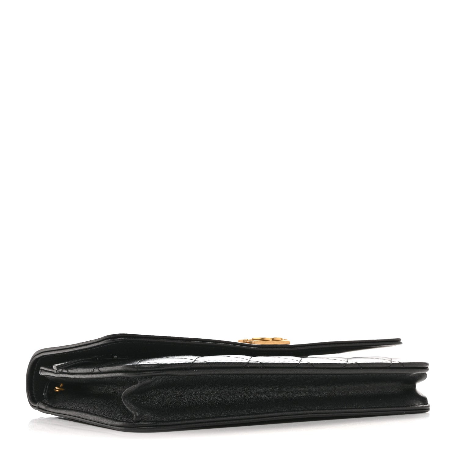 Chanel Lambskin Quilted Boy Wallet On Chain WOC Black