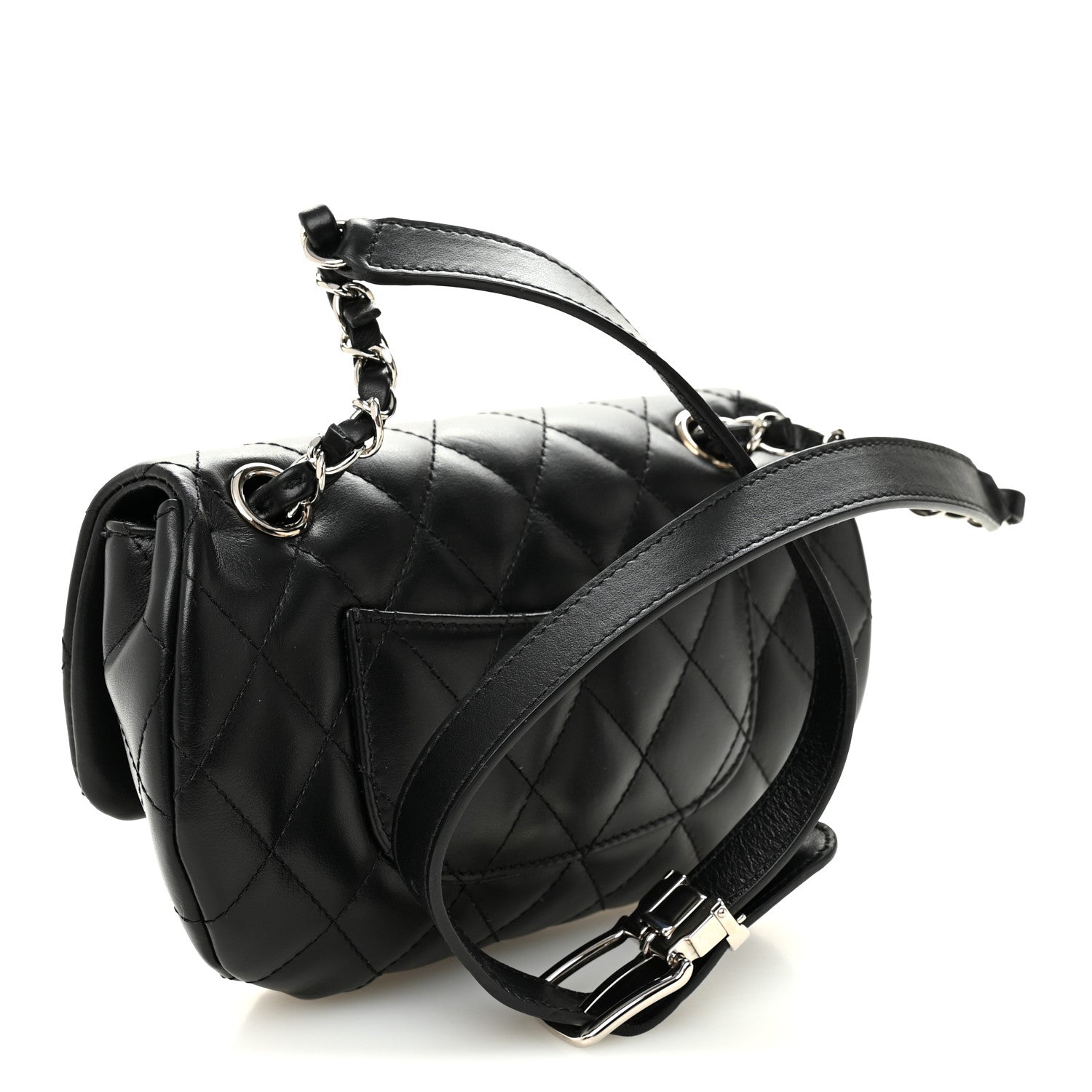 Chanel Calfskin Quilted CC Uniform Flap Belt Bag Black