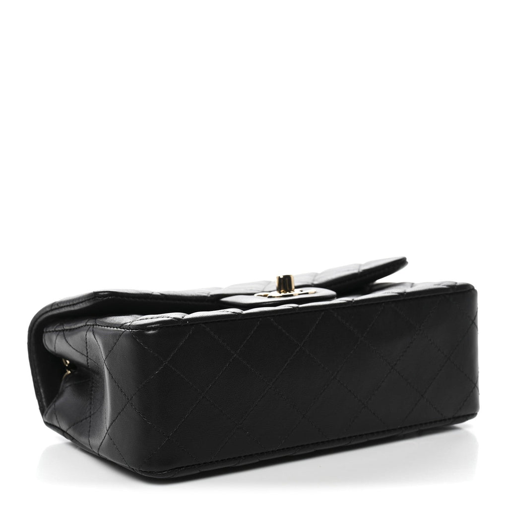 Chanel Lambskin Quilted Mini Rectangular Flap Black