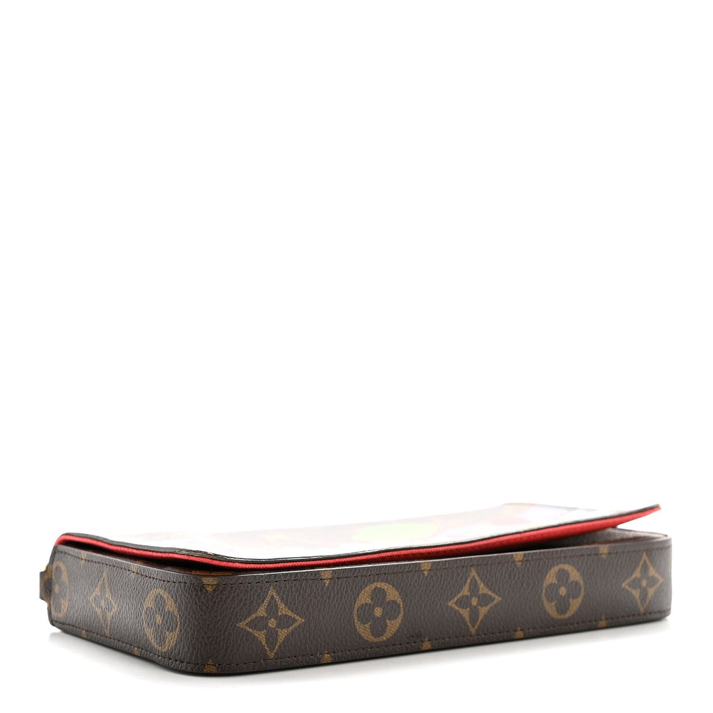 Louis Vuitton Monogram 2022 Christmas Animation China Chengdu Pochette Felicie Chain Wallet Red