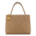 Chanel Caviar Quilted Medallion Tote Beige