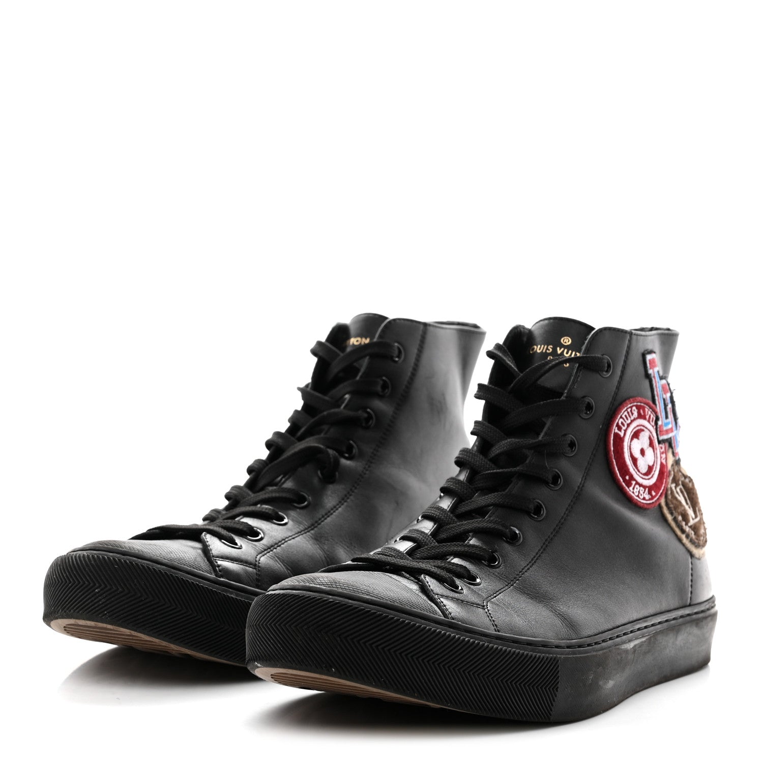 Louis Vuitton Calfskin LV League Tattoo Sneaker Boots 8.5 Black