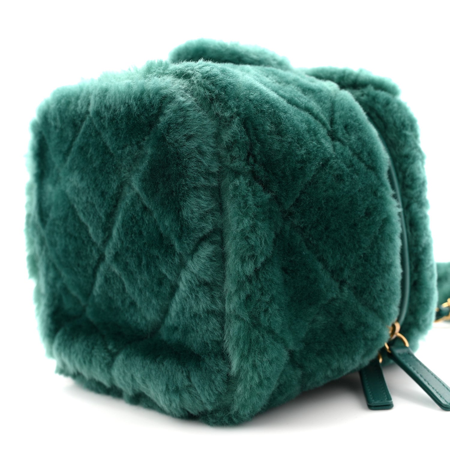Chanel Shearling Lambskin Quilted Small Vanity Case Green