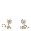 Pearl Crystal Logo Earrings Gold Pearly White