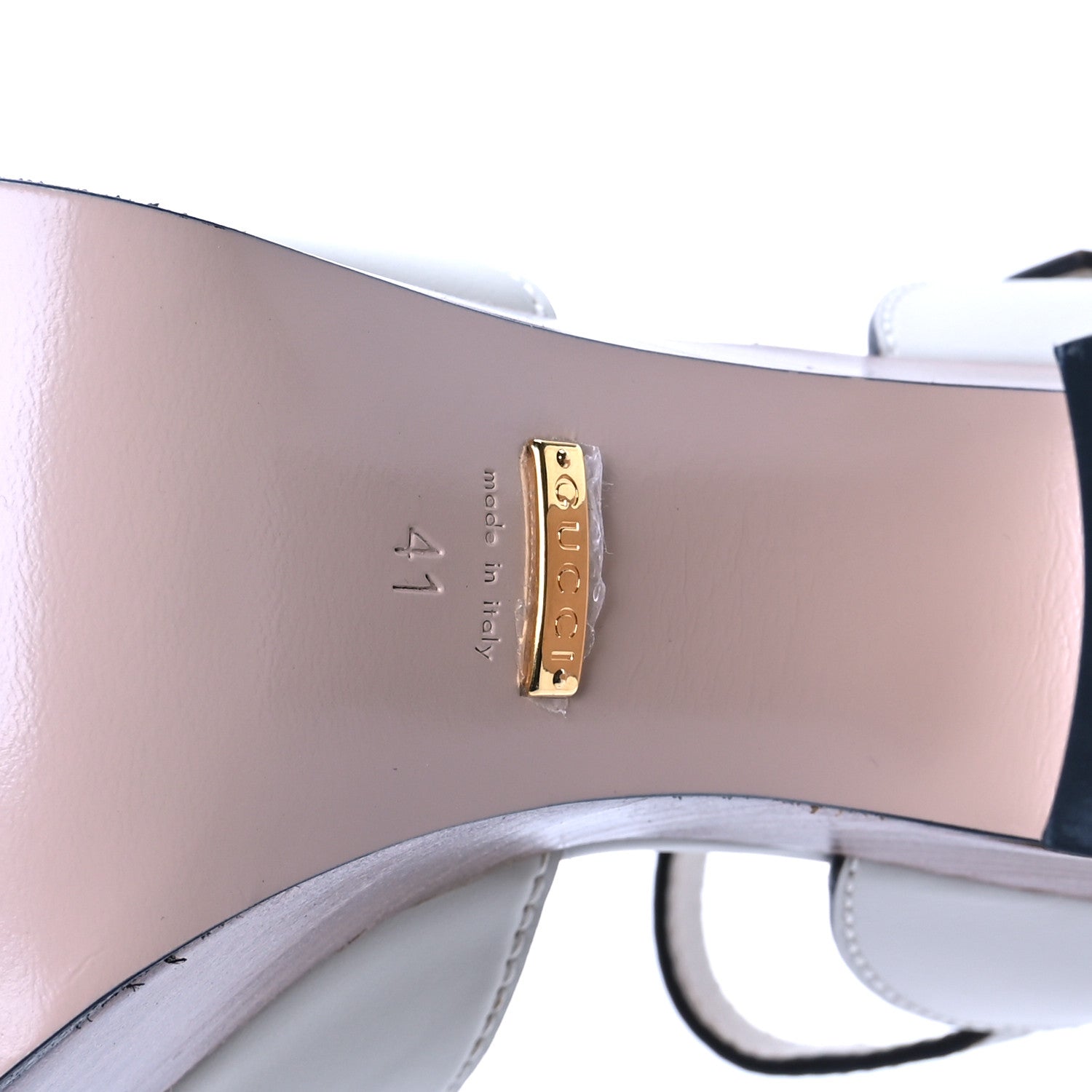 Gucci Cosmos Softy Calfskin Wooden Interlocking G Cut-Out 30/120mm Platform Sandals 41 Mystic White