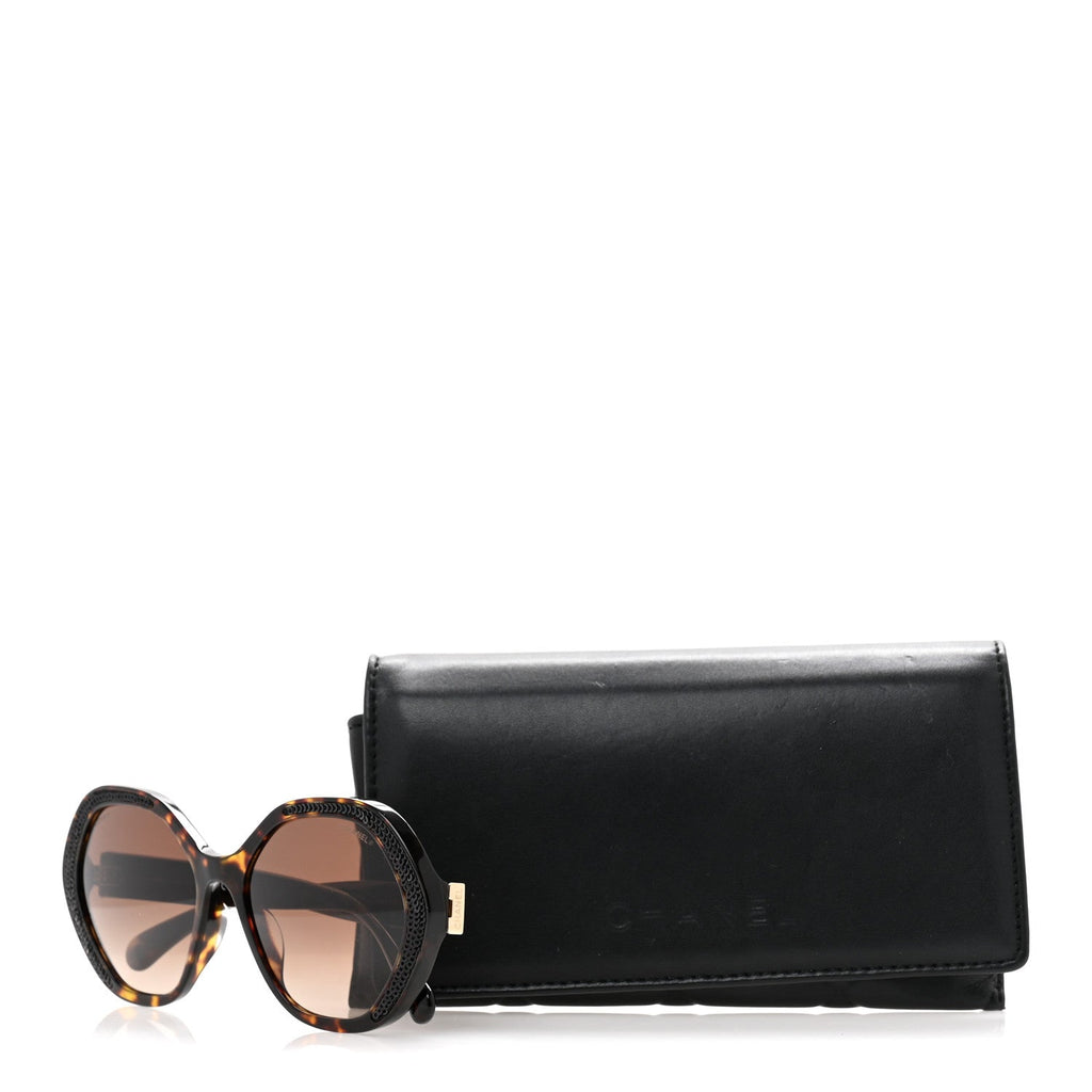 Acetate Sequin Round Sunglasses 5451-A Dark Tortoise