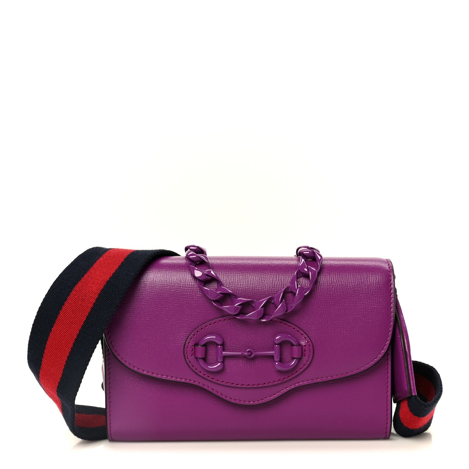 Gucci Azalea Calfskin Web Small Horsebit 1955 Crossbody Bag Spicy Cyclamin