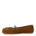 Gucci Kid Scamosciato Micro GG Monogram Horsebit Ballet Flats 37.5 Cuoio Dafne