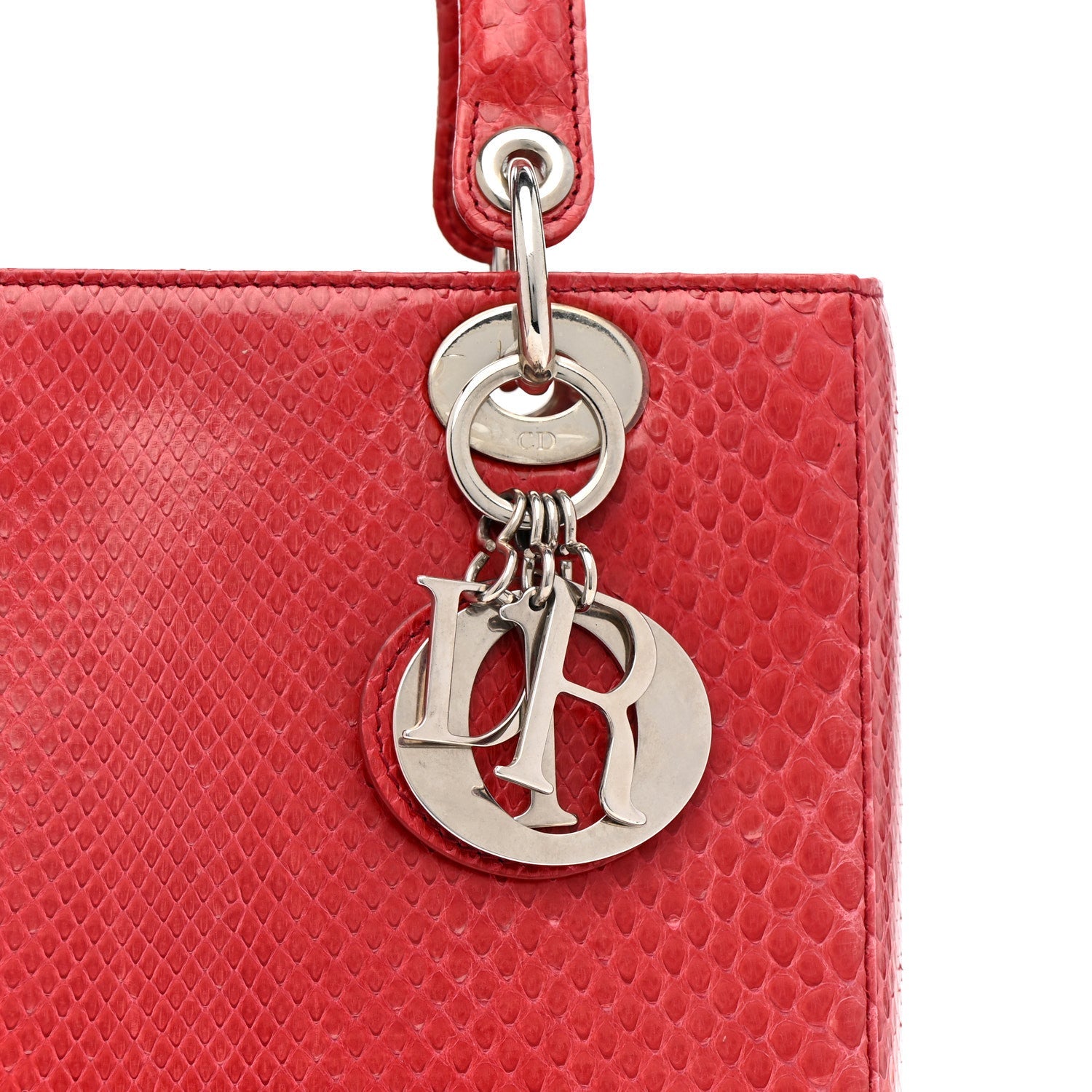 Christian Dior Snakeskin Medium Lady Dior Pink