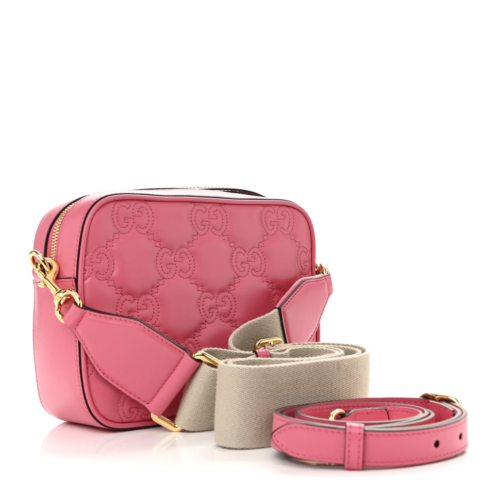 Gucci Calfskin GG Matelasse Small Shoulder Bag Rhodamine Pink Natural