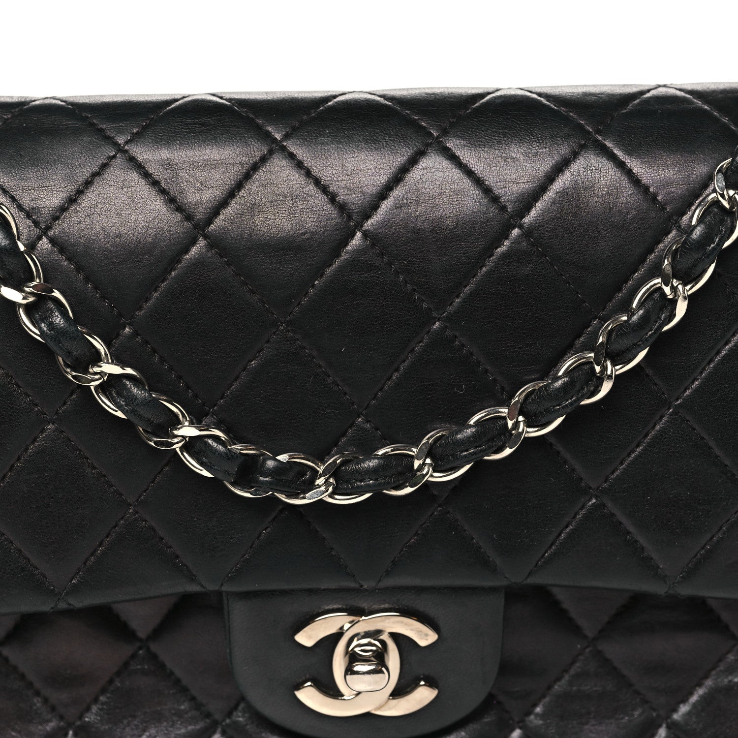 Chanel Lambskin Quilted Medium Double Flap Black