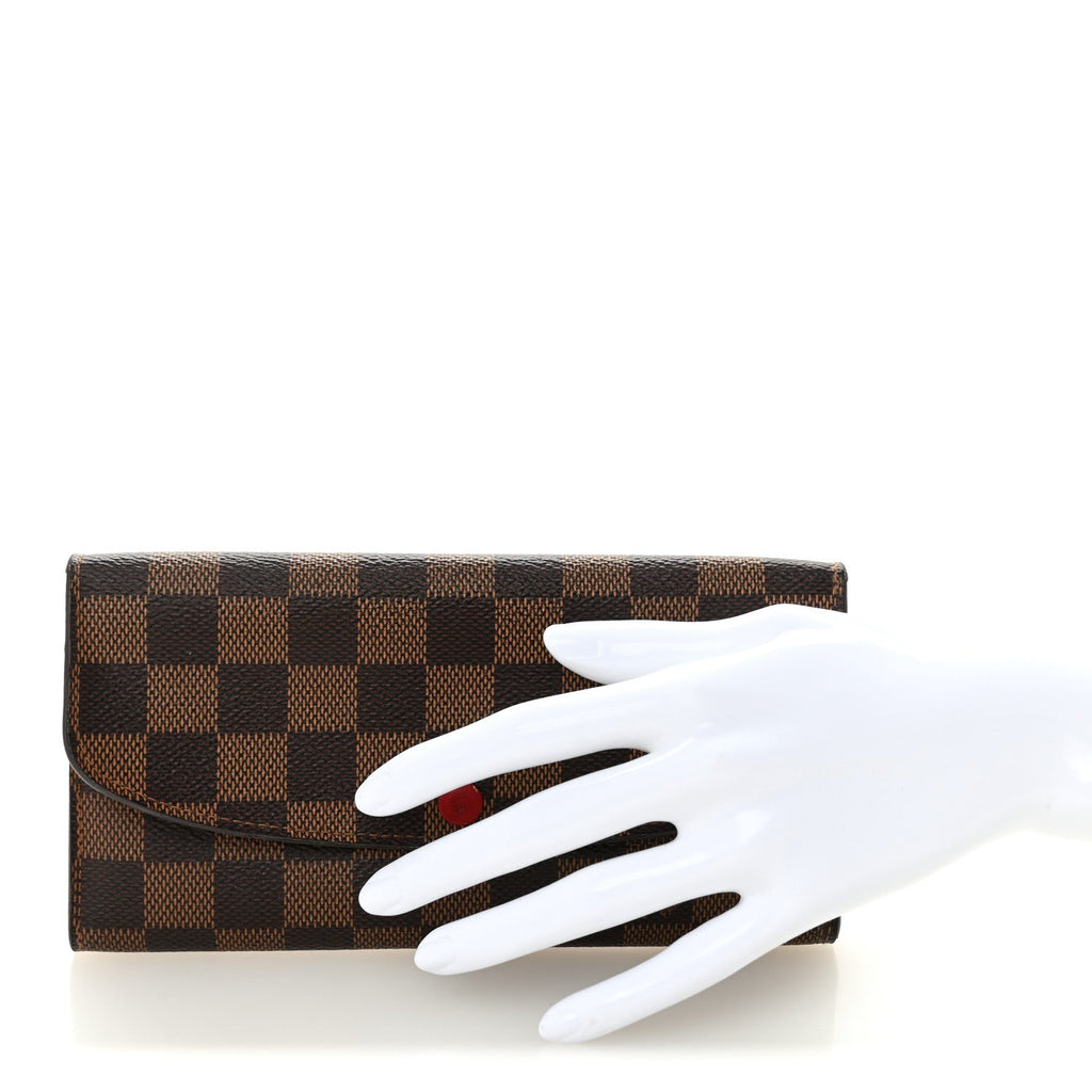 Louis Vuitton Damier Ebene Emilie Wallet Red