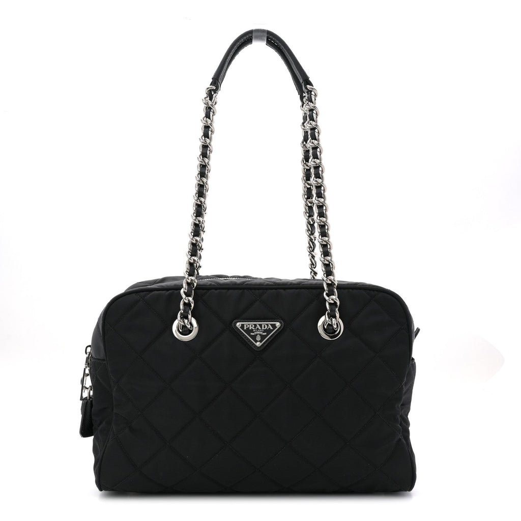 Prada Nylon Tessuto Impuntu Quilted Shoulder Bag Black